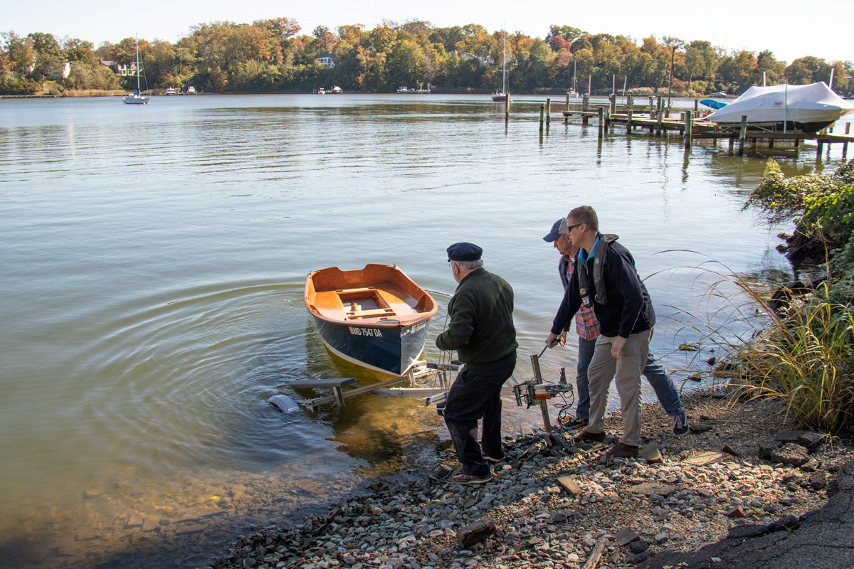 Launching a Jimmy Skiff from a Trailex trailer. 