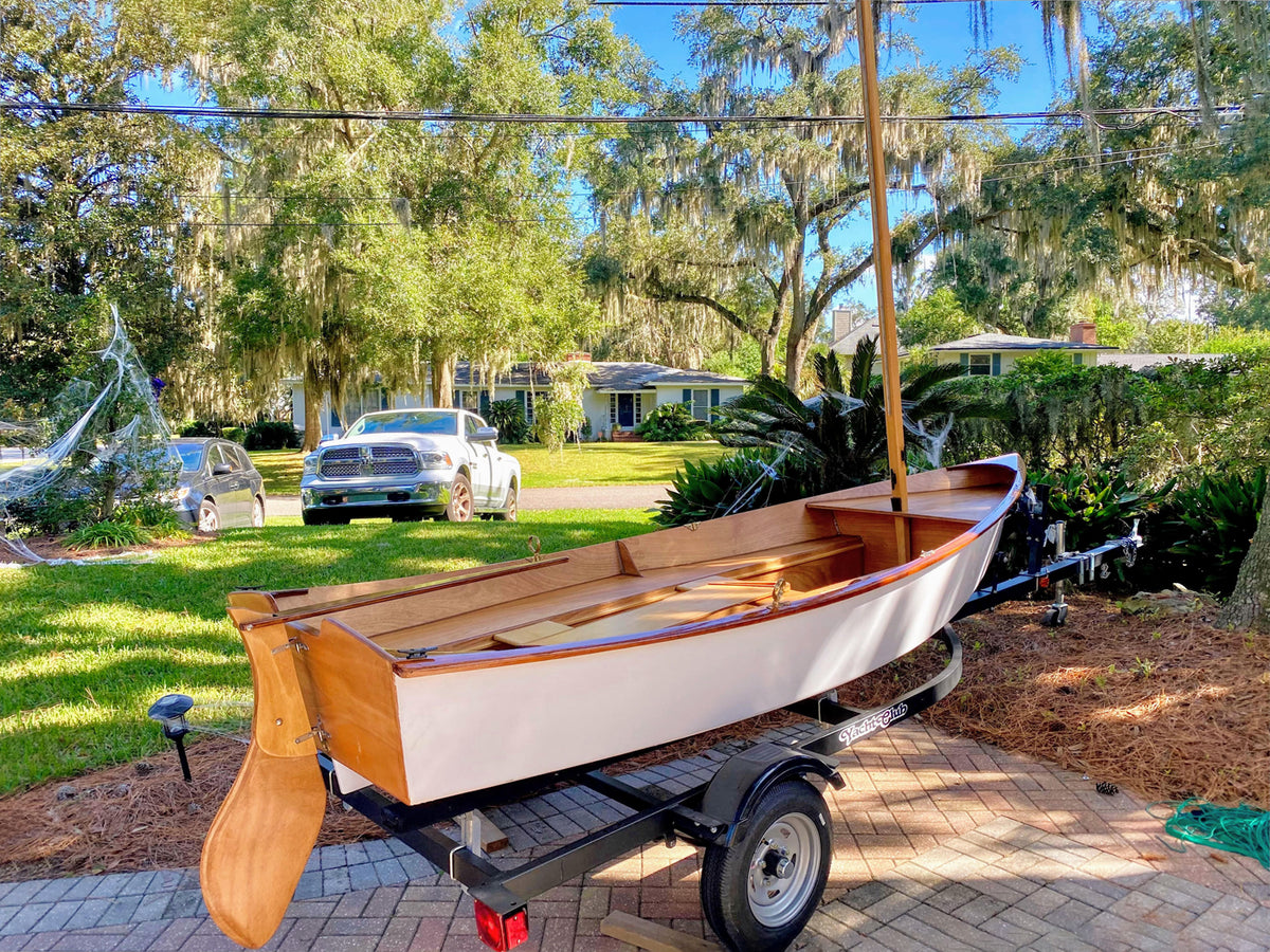 Jimmy Skiff on a trailer side and interior view.