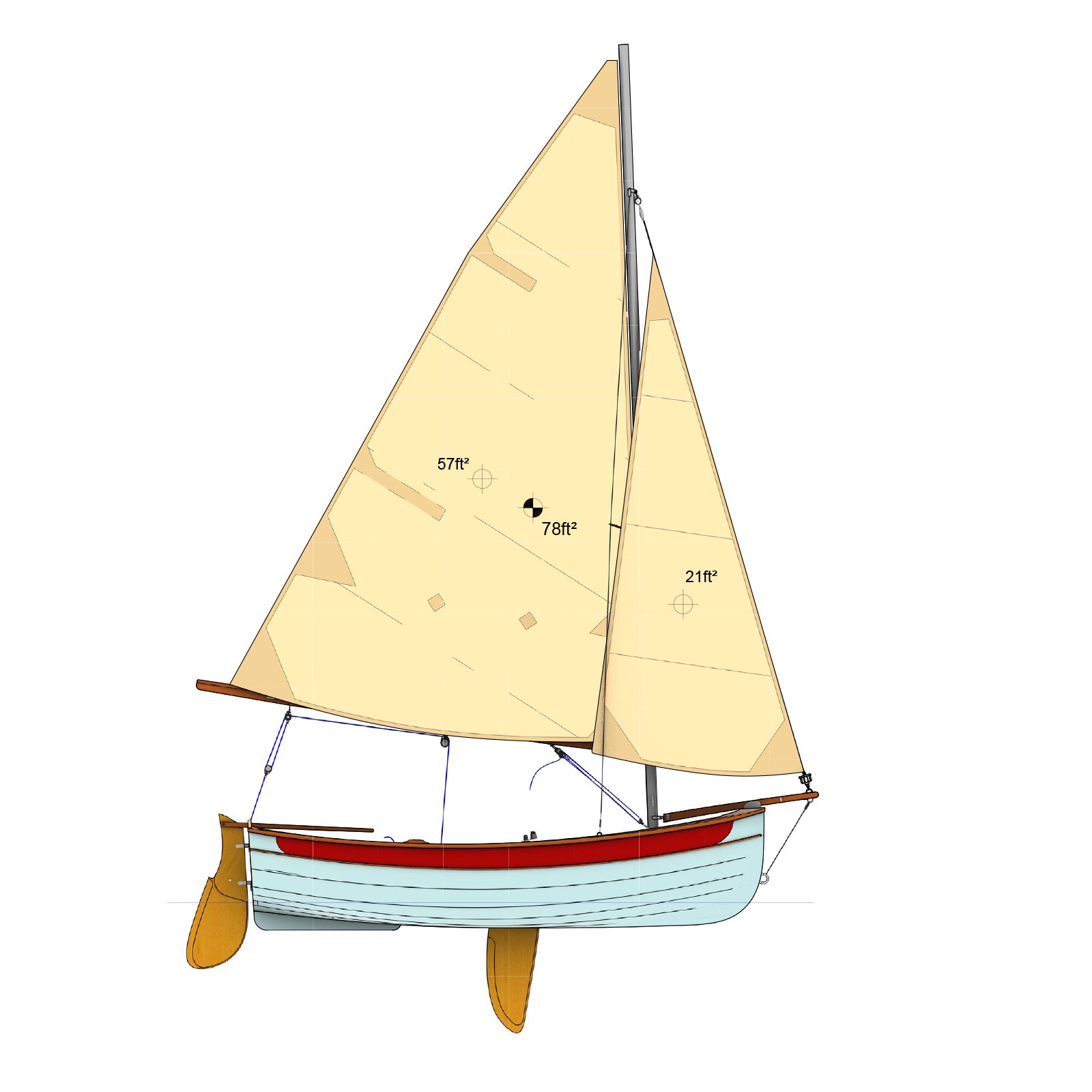 Lake Union Swift with Sloop Rig rendering