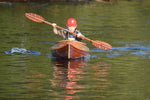 Youngster enthusiastically paddling a Little Auk 11 built by Bill W. Thumbnail
