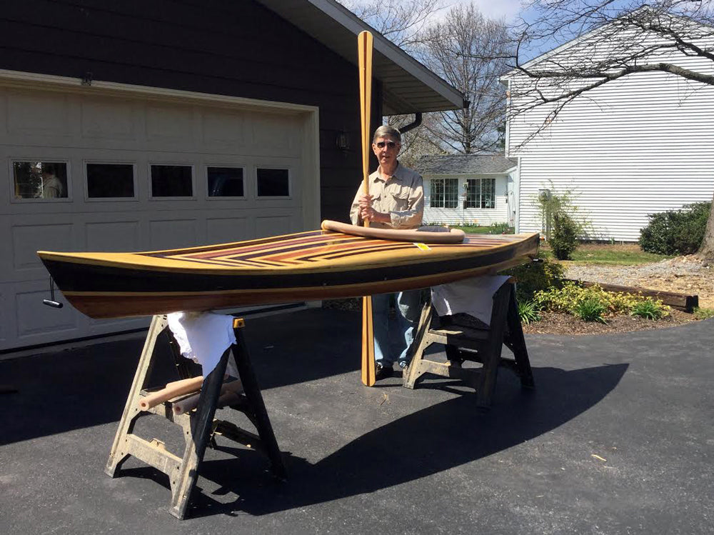 Richard C. and his dynamically stripped Little Auk 11 on stands in his driveway