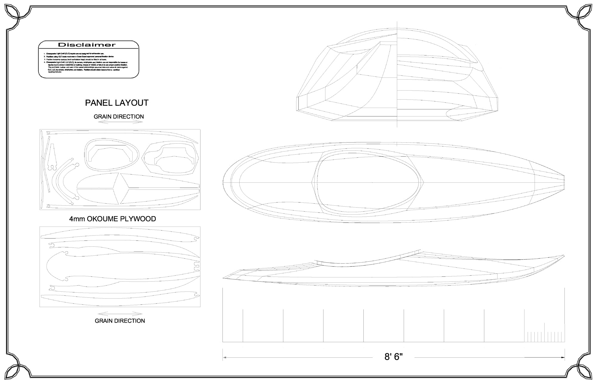 Matunuck Surf Kayak plans drawing