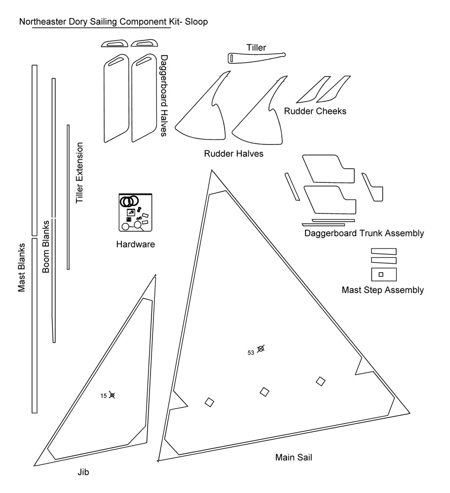Northeaster Dory Sloop Rig Sailing Kit Upgrade