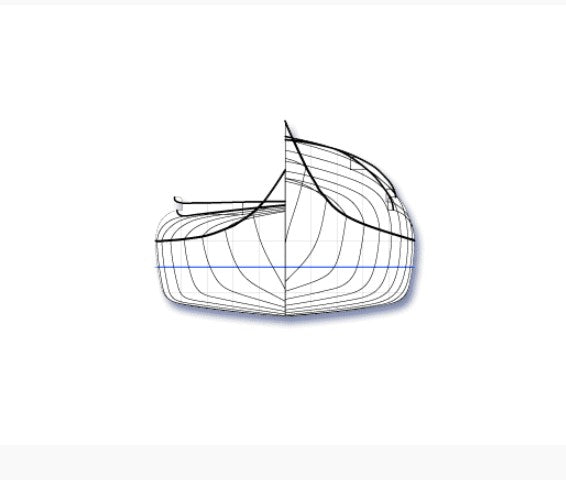 Section view of the Night Heron High Deck shows the large volume of the kayak's foredeck.