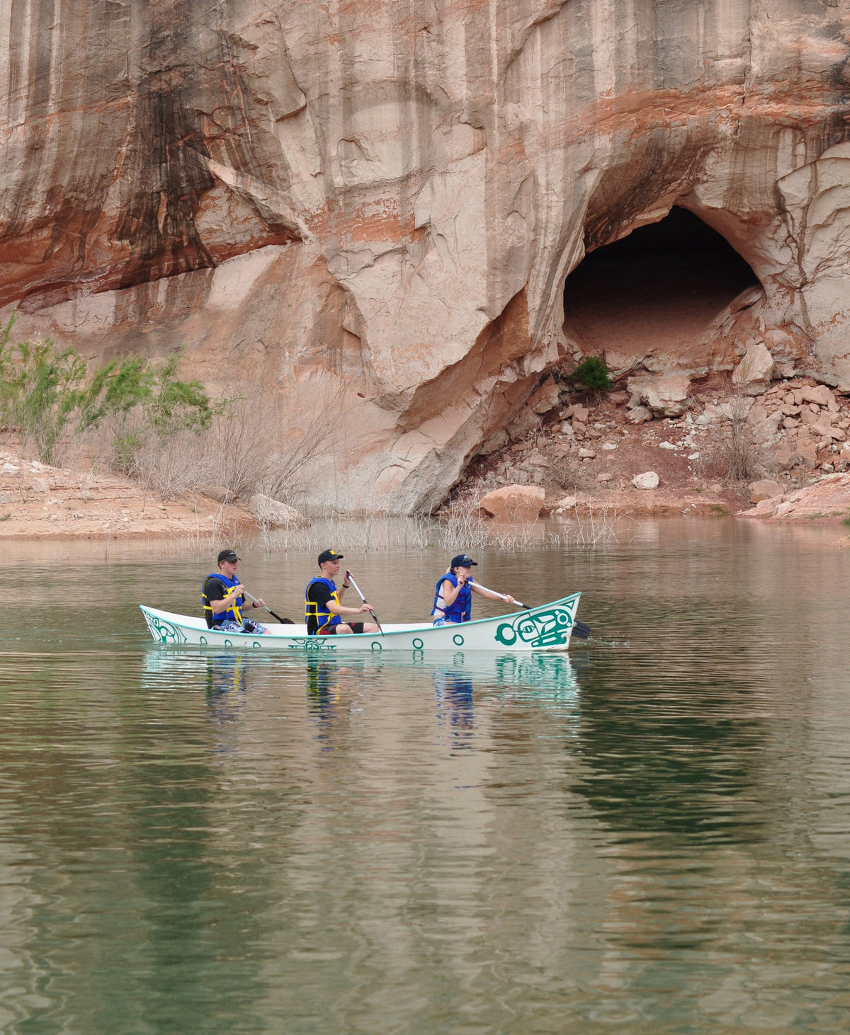 Peace Canoe built by the New Jersey ROTC Cadets, seen paddling at Lake Powell.