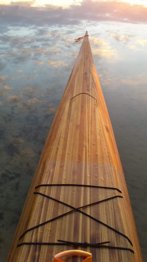 Petrel paddling at sunset, built by Paul L.
