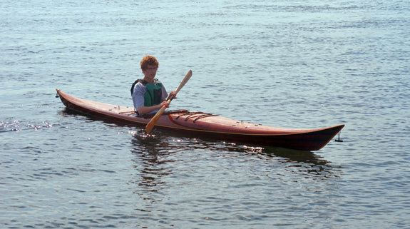 Petrel strip-planked kayak at the WoodenBoat Festival, Mystic, CT in 2012