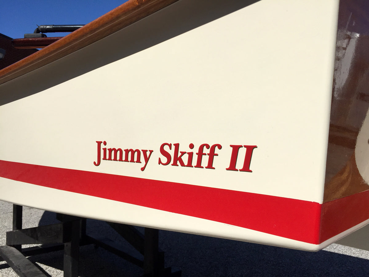 Custom Vinyl Boat Lettering - Red