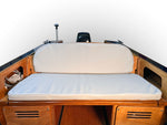 Rhode Runner aft bench cushion, crafted from Silver outdoor vinyl. Thumbnail