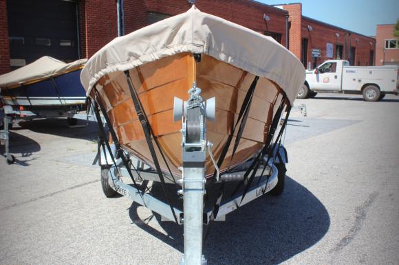 Bow view of covered Rhode Runner