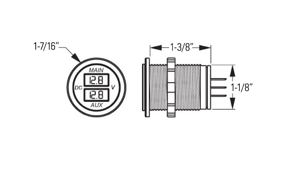 Round Digital Volt/Amp Meter
