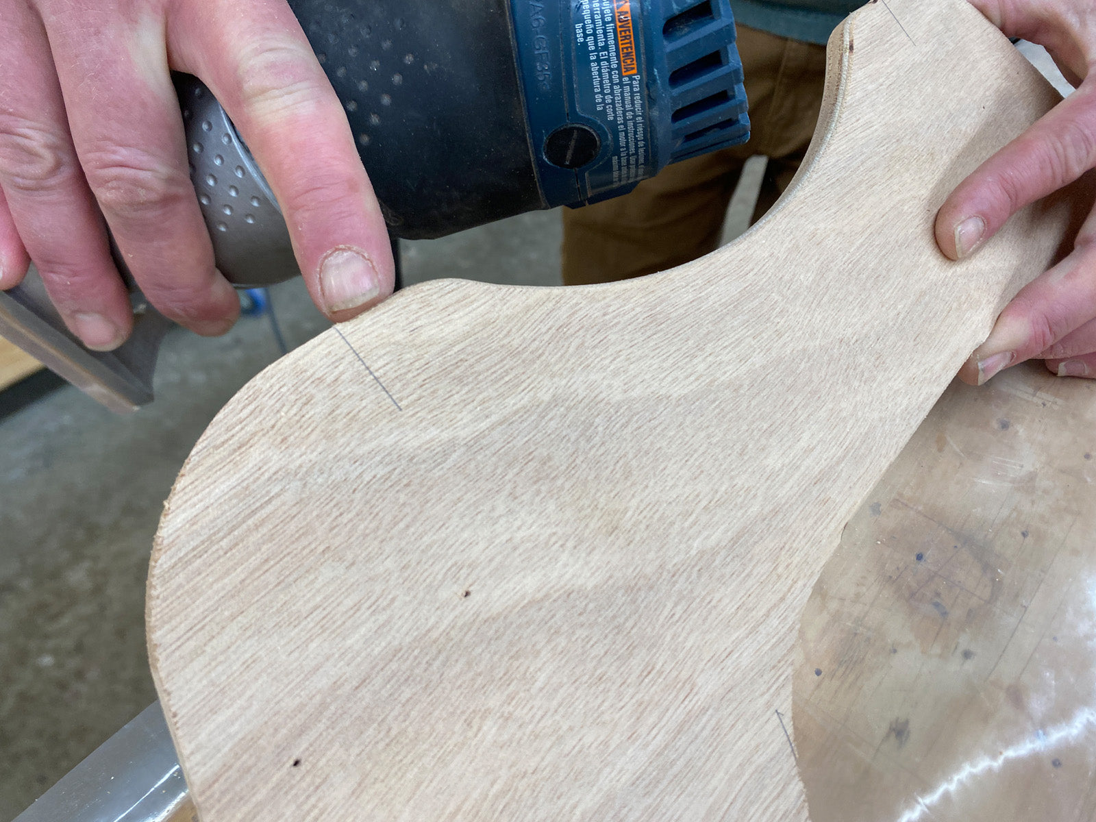 Marking the wood parts in the Rug Runner kit for a roundover.