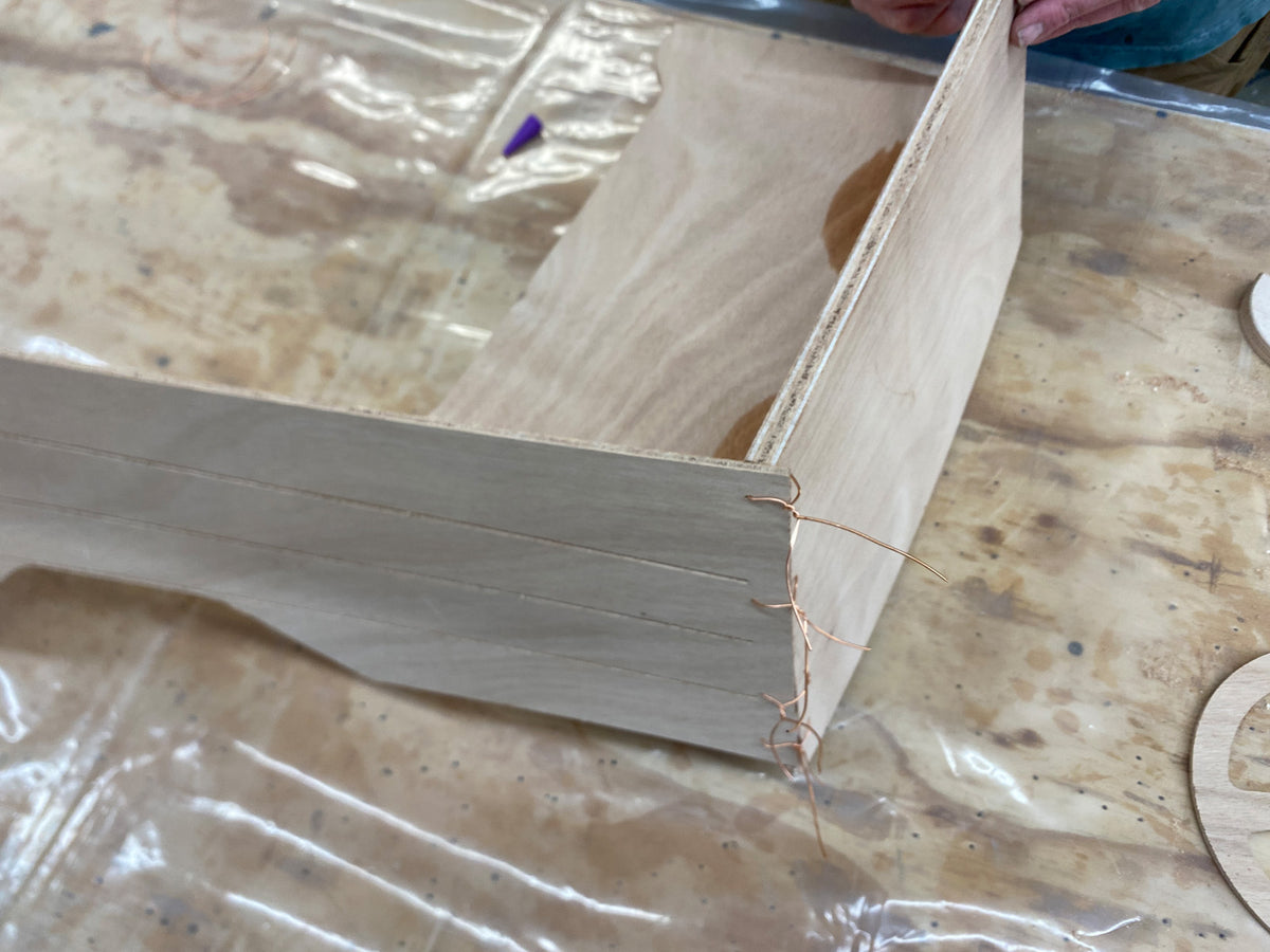 Stitching the stern of the Rug Runner kit. 