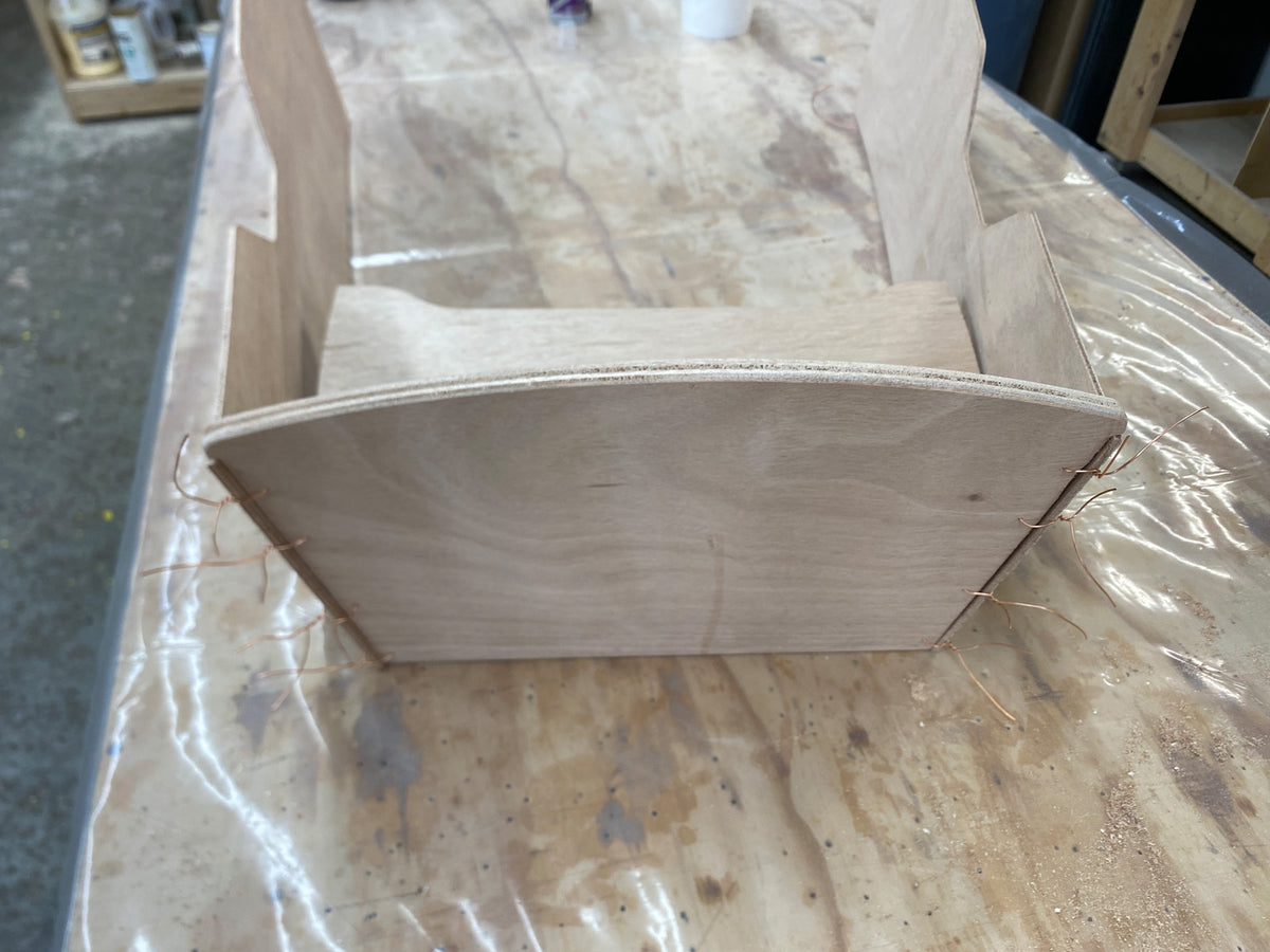 Stitching the stern of the Rug Runner kit. 