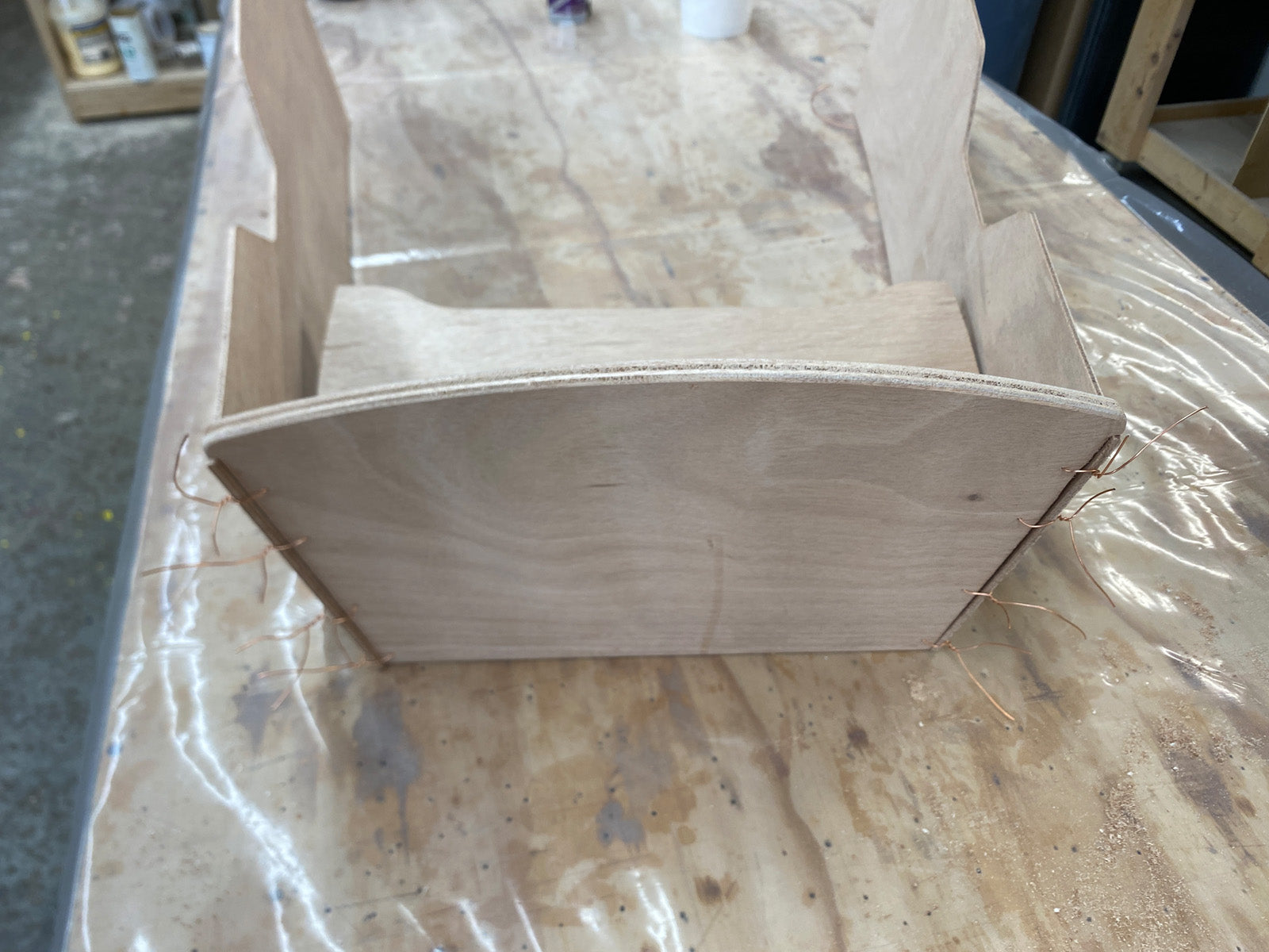 Stitching the stern of the Rug Runner kit. 