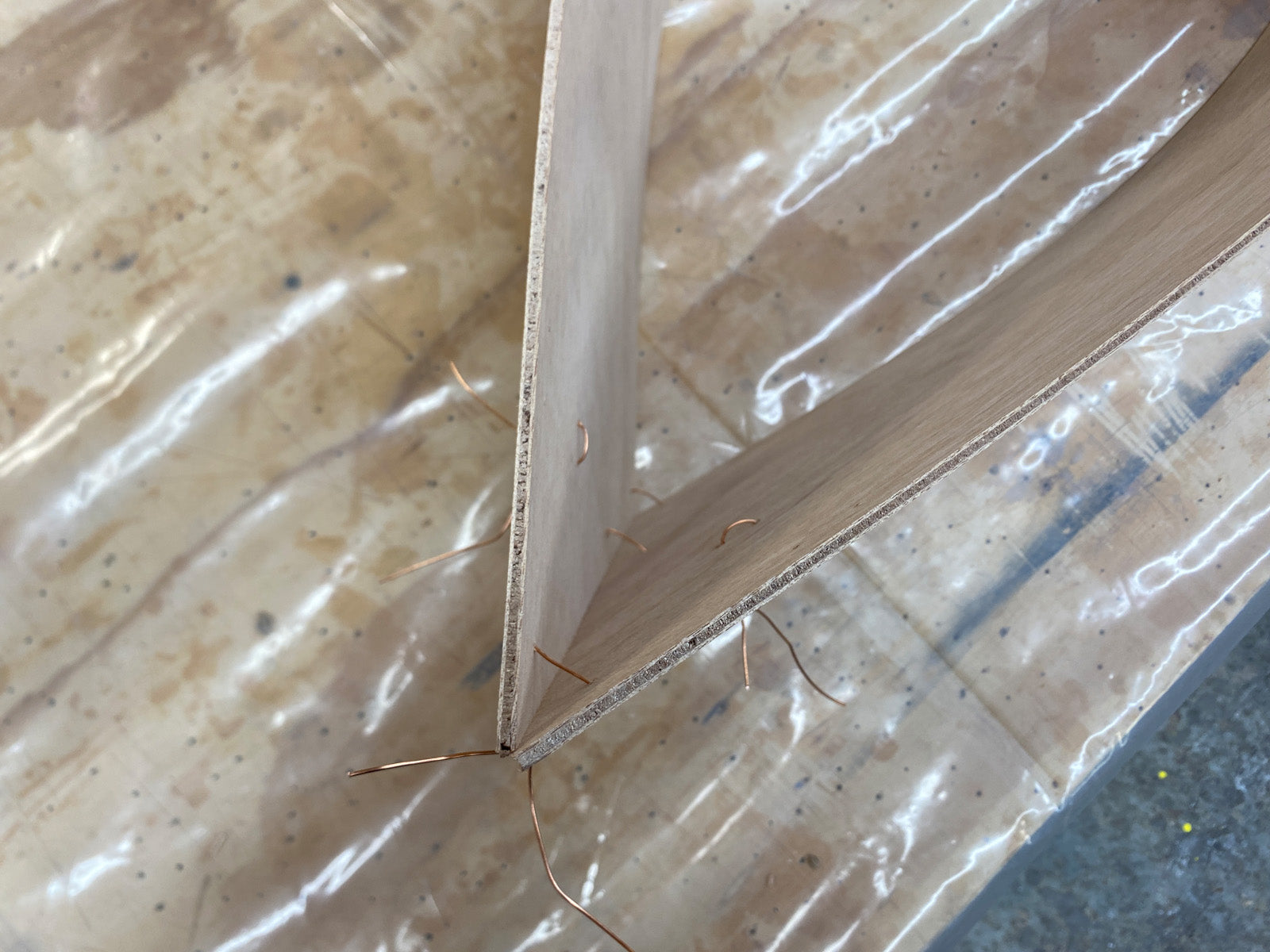 Stitching the bow of the Rug Runner kit. 