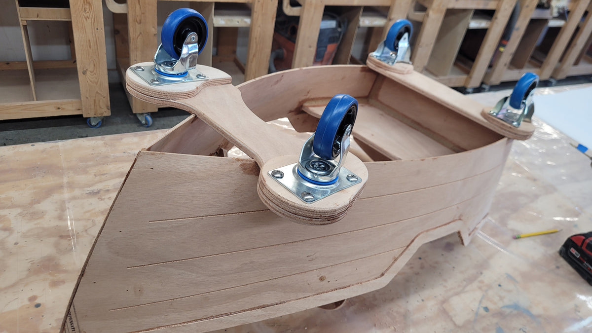 Installing the casters.