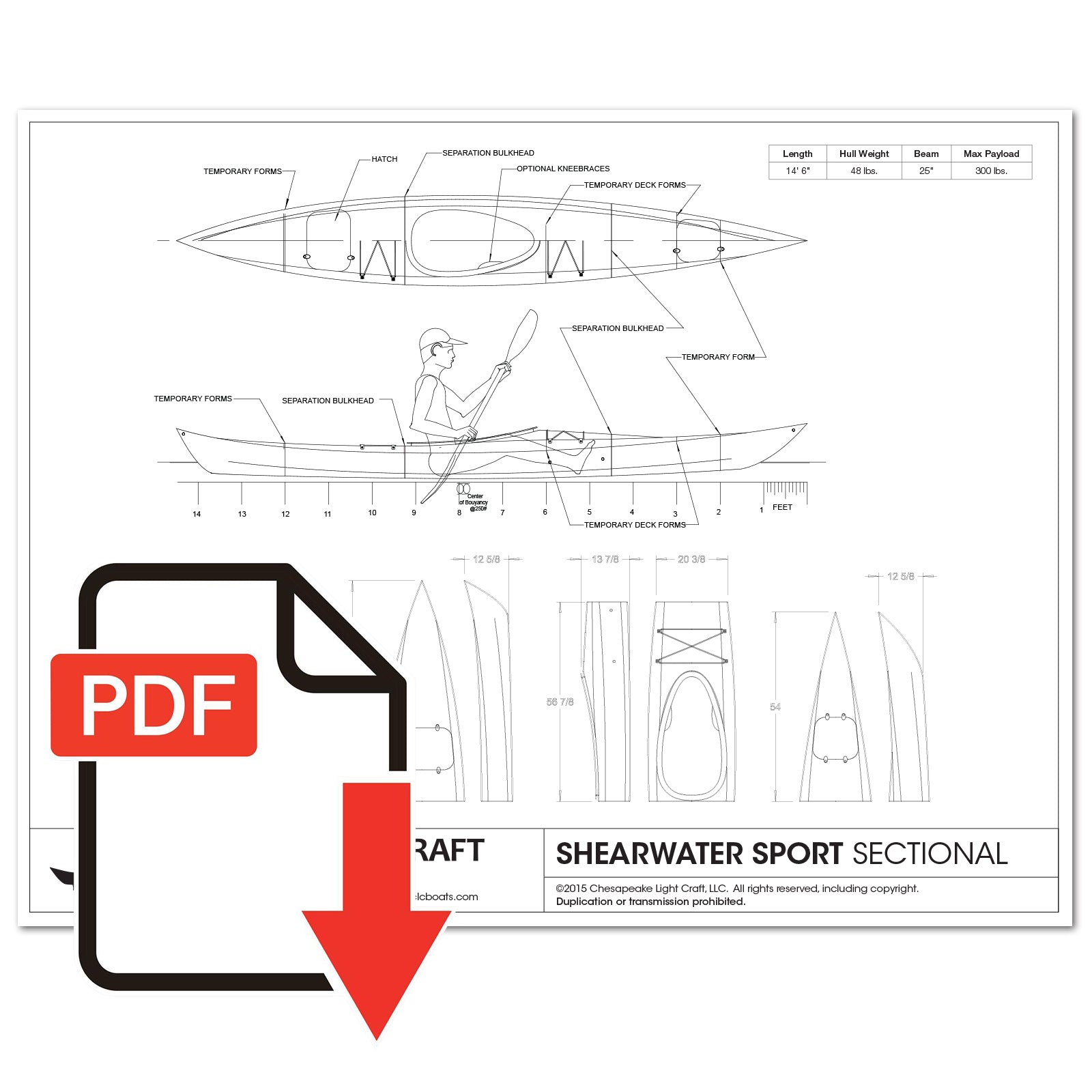 Sectional Shearwater Sport Study Plans - Emailed PDF