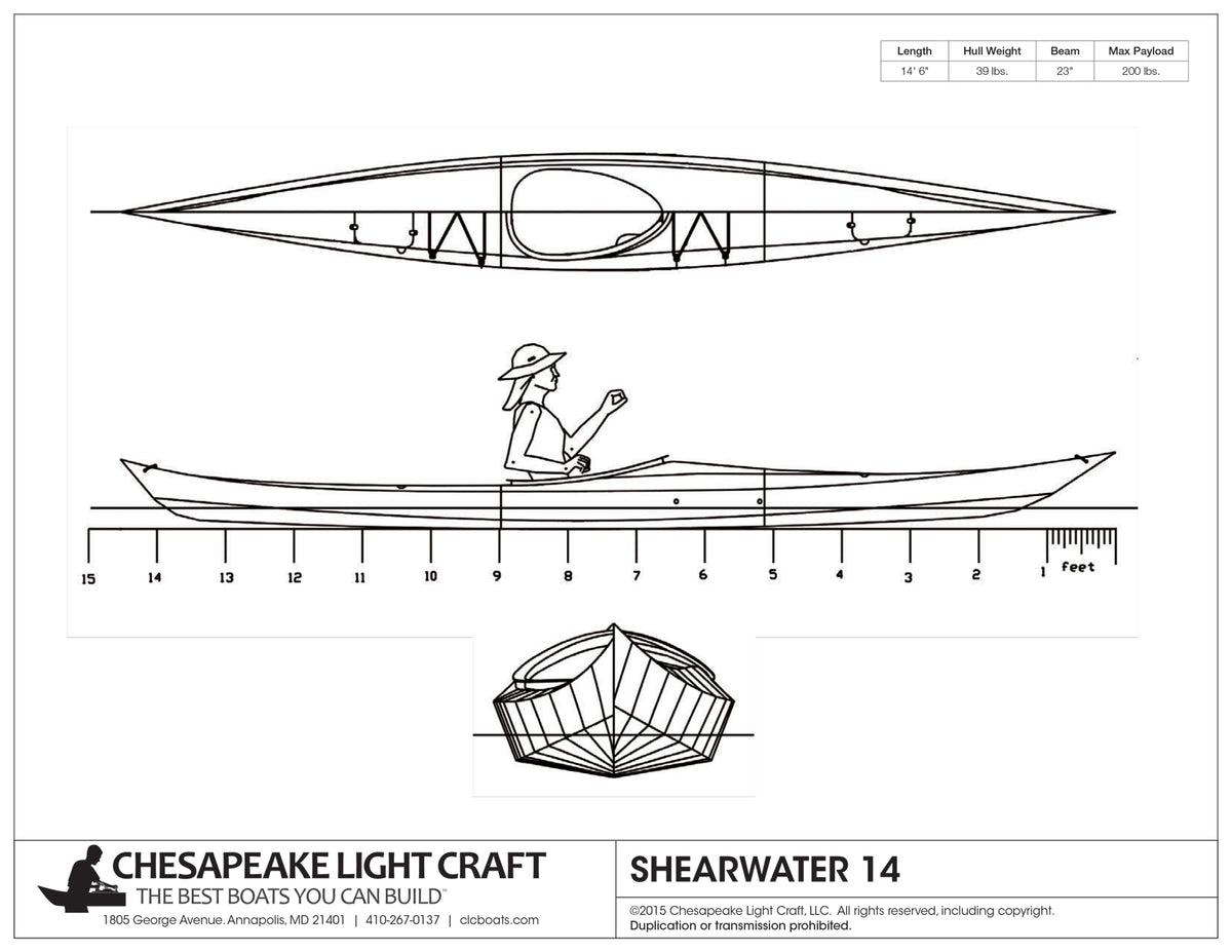 Shearwater 14 Kayak Study Plans, page 1.