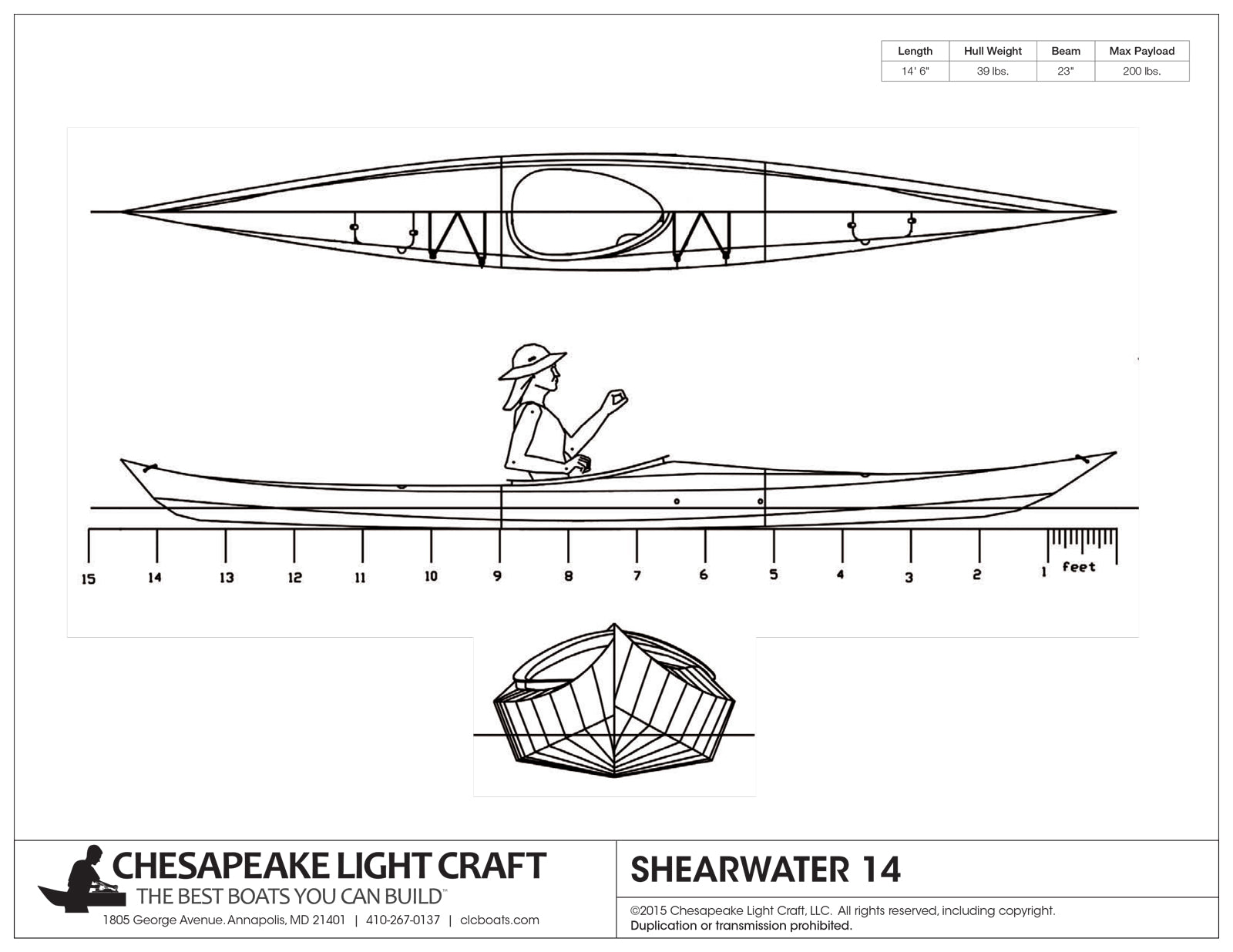 Shearwater 14 Kayak Study Plans, page 1.