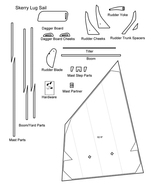 Skerry Sailing Component Kit - Lug Rig w/ Reef