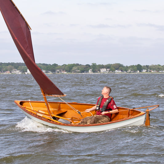 Skerry sailing the Eastern Chesapeake Bay with a Lug Rig.