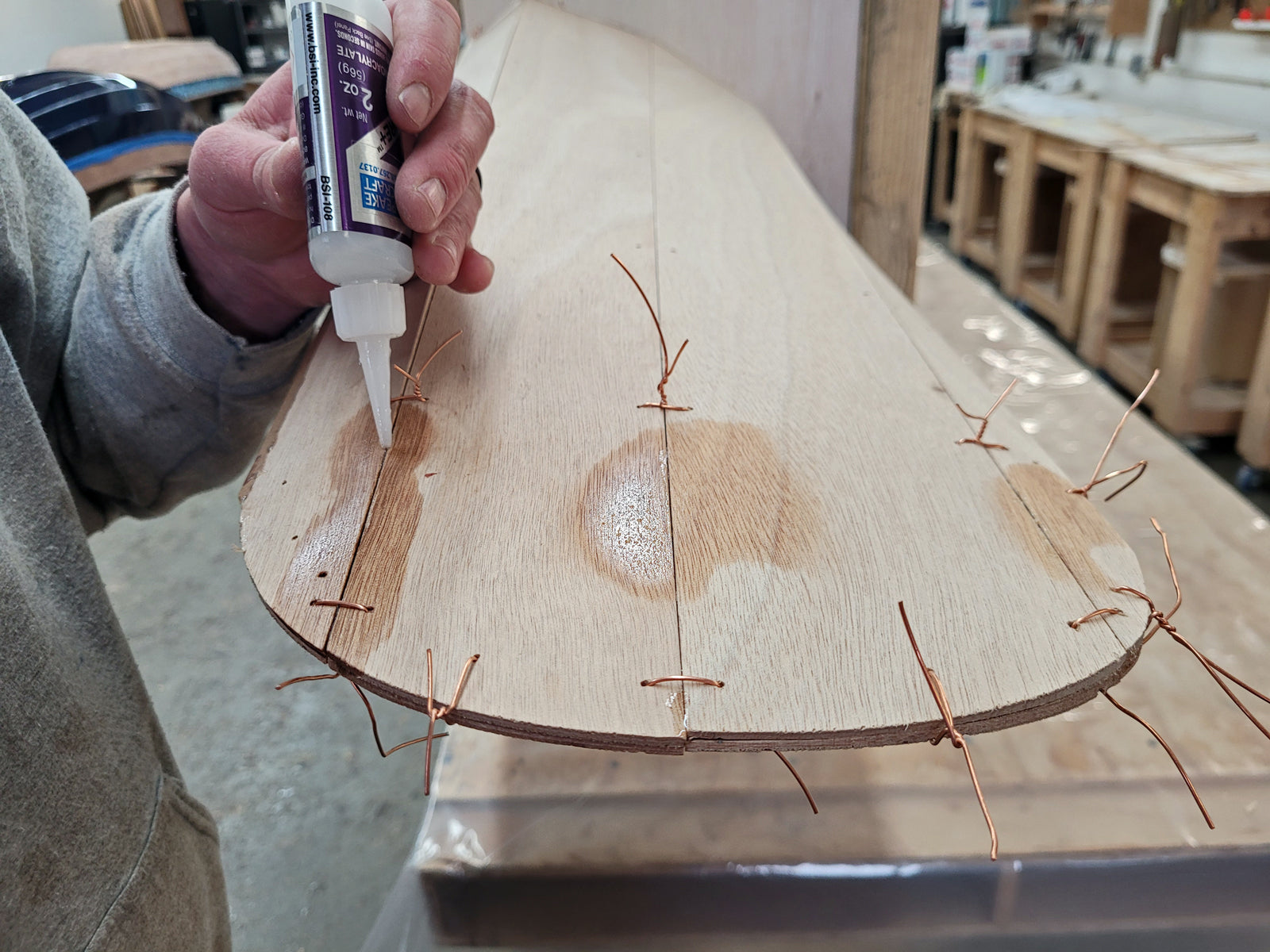 Surge Coastal Rower bow, stitched and CA glue added for reinforcement. 