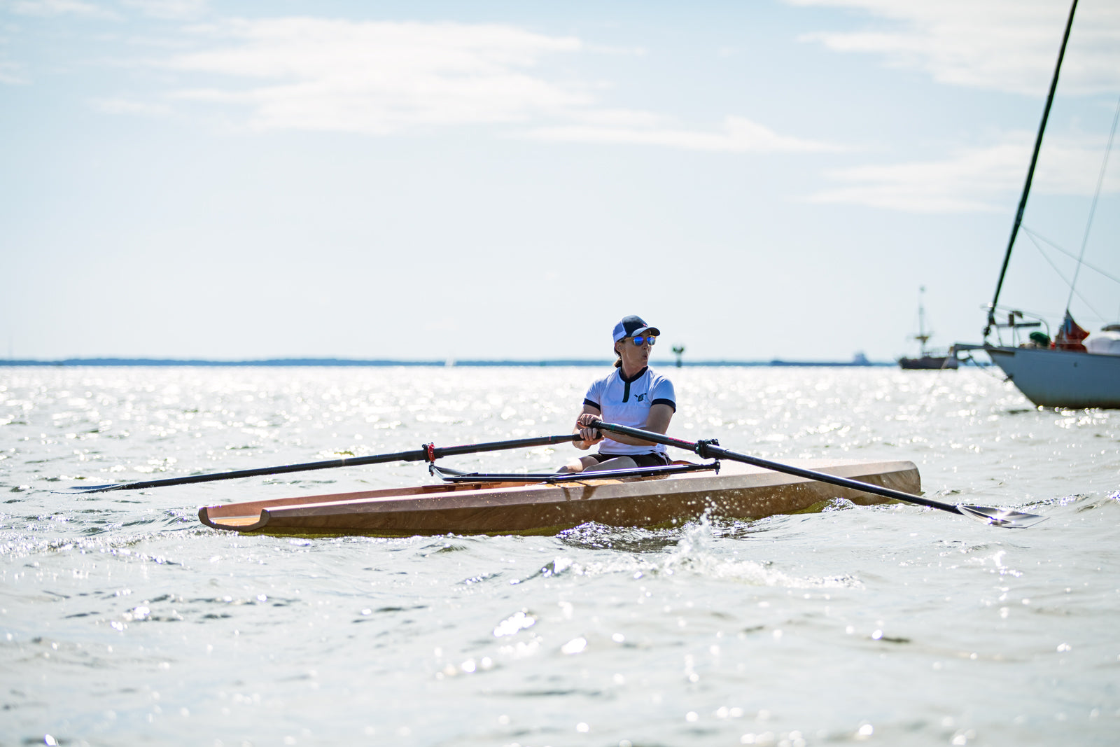 Rowing the Surge Coastal Rower on the Severn River, Maryland