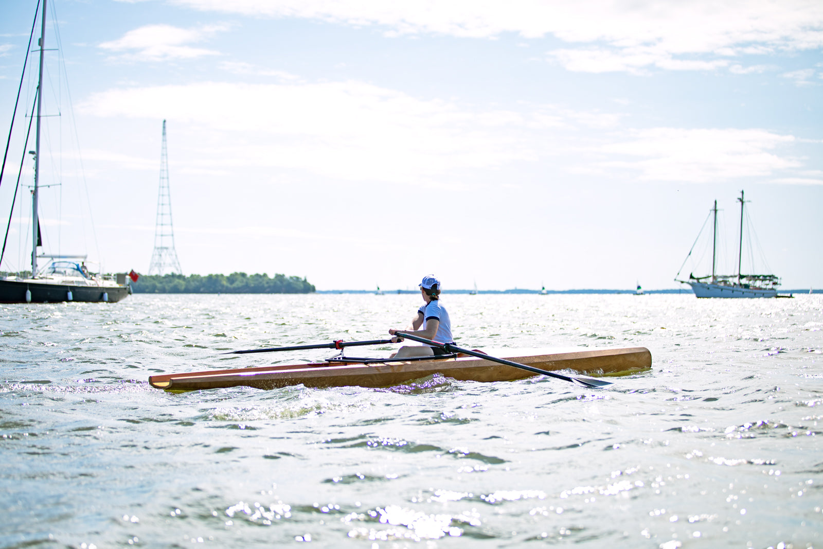 Rowing the Surge Coastal Rower on the Severn River, Maryland