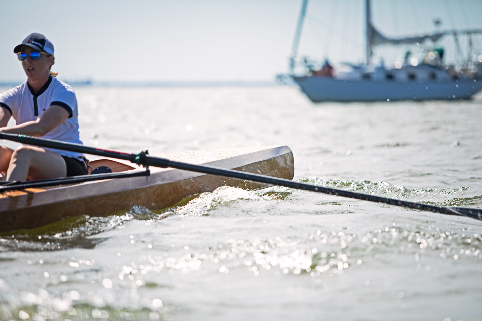 Closeup of Surge Coastal Rower in the Severn River