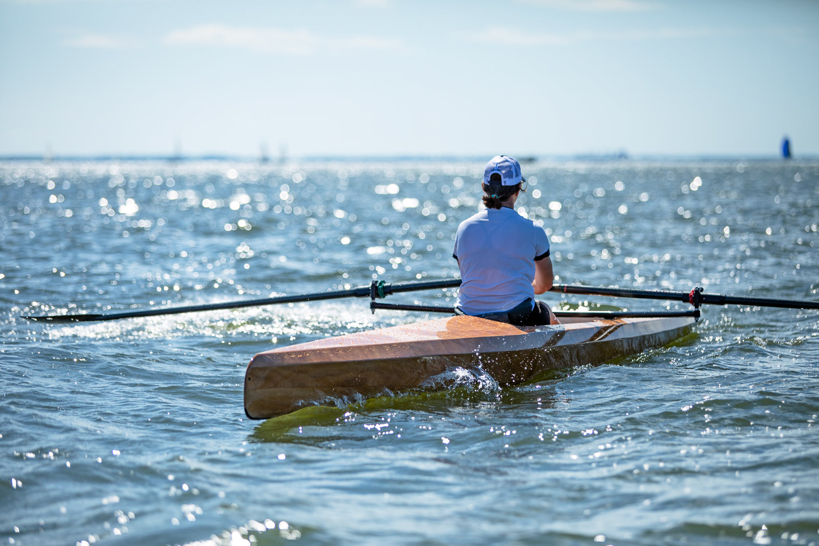 Bow view of the Surge Coastal Rower on the Severn River, Maryland