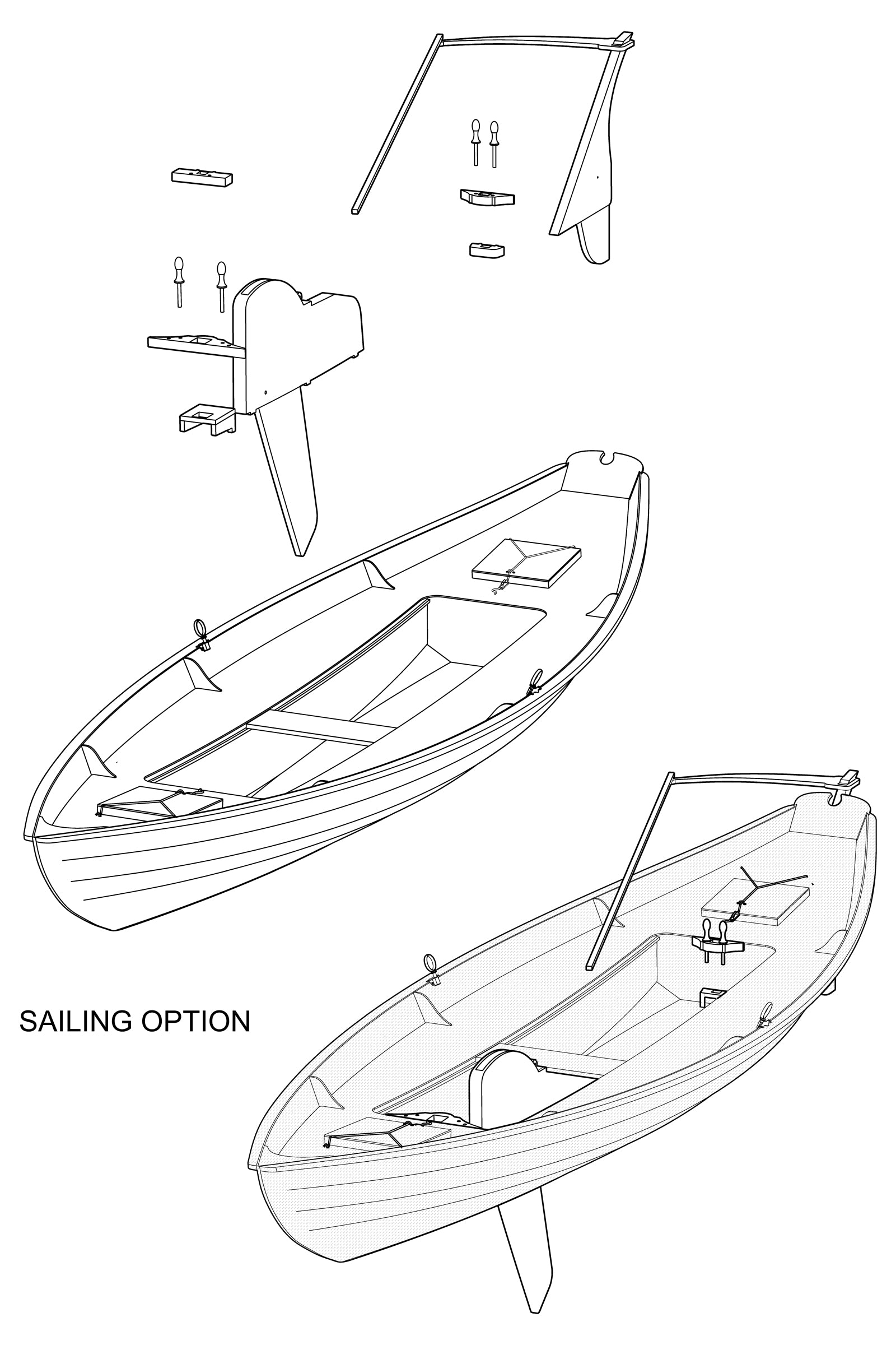 Southwester Dory Sailing Option 3D Drawing