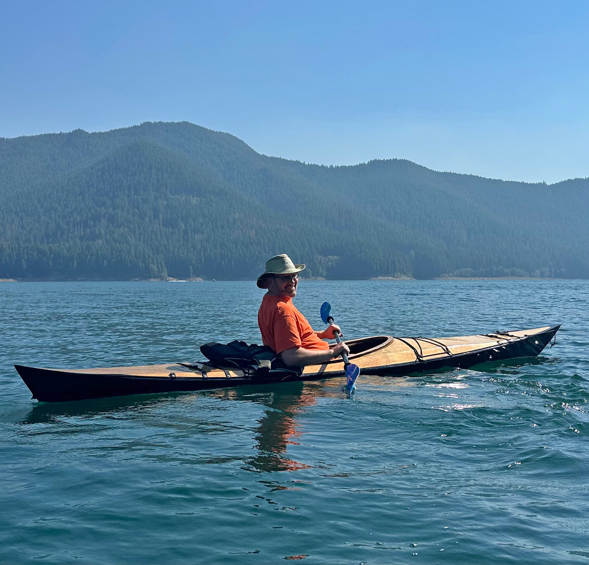 Shearwater Sport built by Thad G, seen here on it's maiden voyage on Detroit Lake.