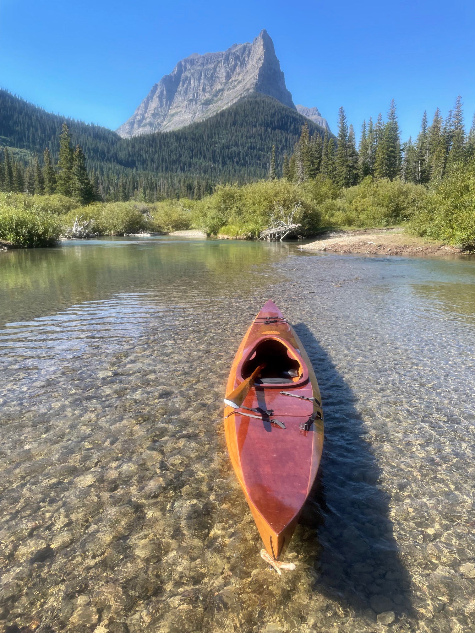 Sectional Shearwater Sport built by Rich K, seen on St. Mary Lake, Glacier National Park, MT