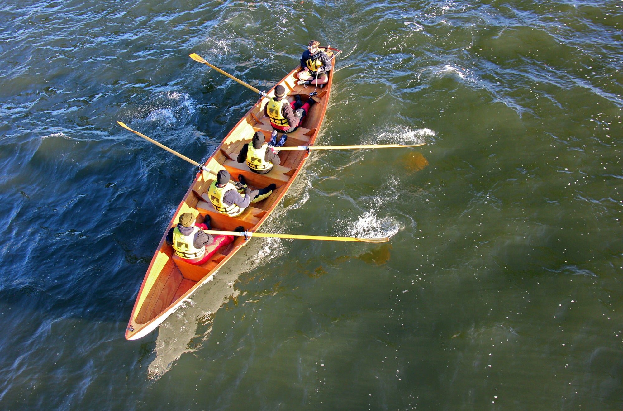 Team Dory Rowing the Severn River, Annapolis MD (from above).