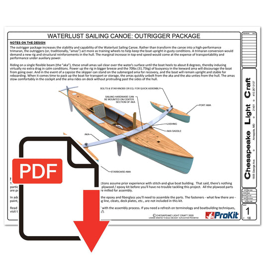 Waterlust Sailing Canoe Outrigger Package Builders Guide digital download
