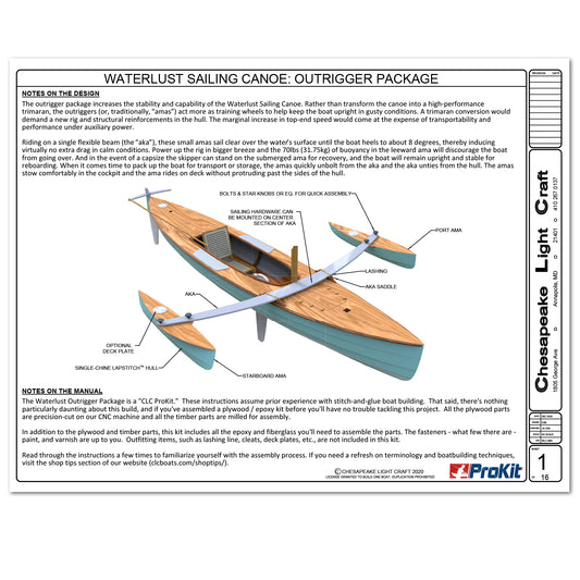 Waterlust Sailing Canoe Outrigger Package Builders Guide