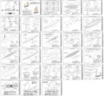 Thumbnail images of the Waterlust Sailing Canoe's Plans set. Thumbnail