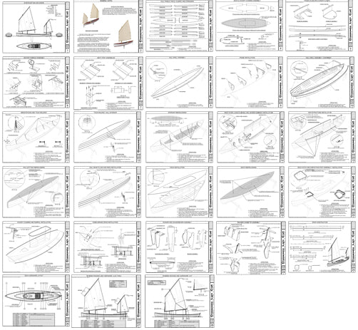Thumbnail images of the Waterlust Sailing Canoe's Plans set.