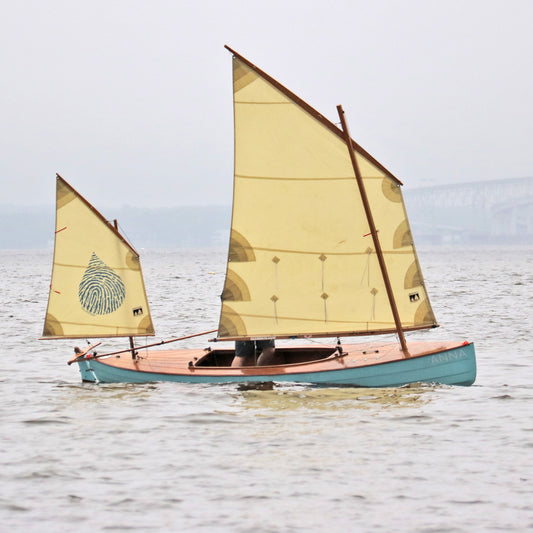 Waterlust Sailing Canoe, "Anna" sailing on the Chesaeake Bay