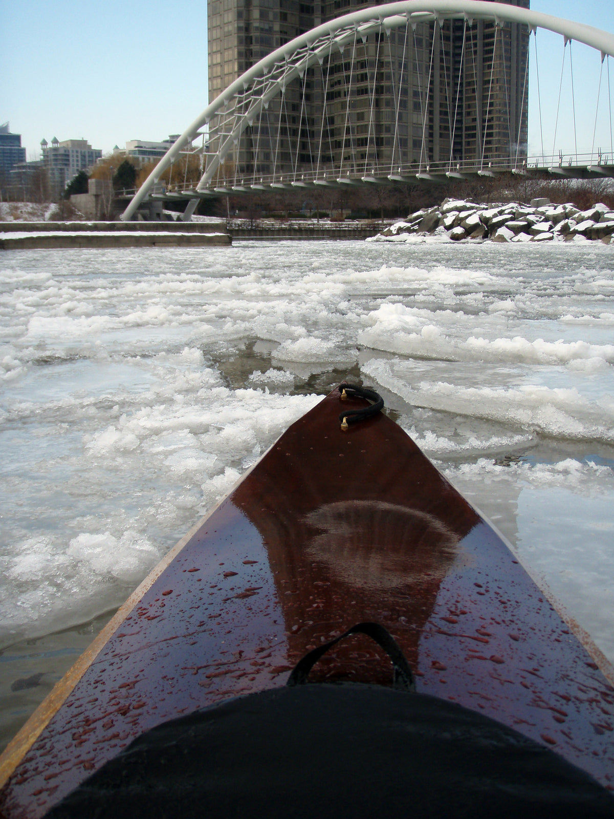 Wood Duck 12 paddling in ice. Built by David D.