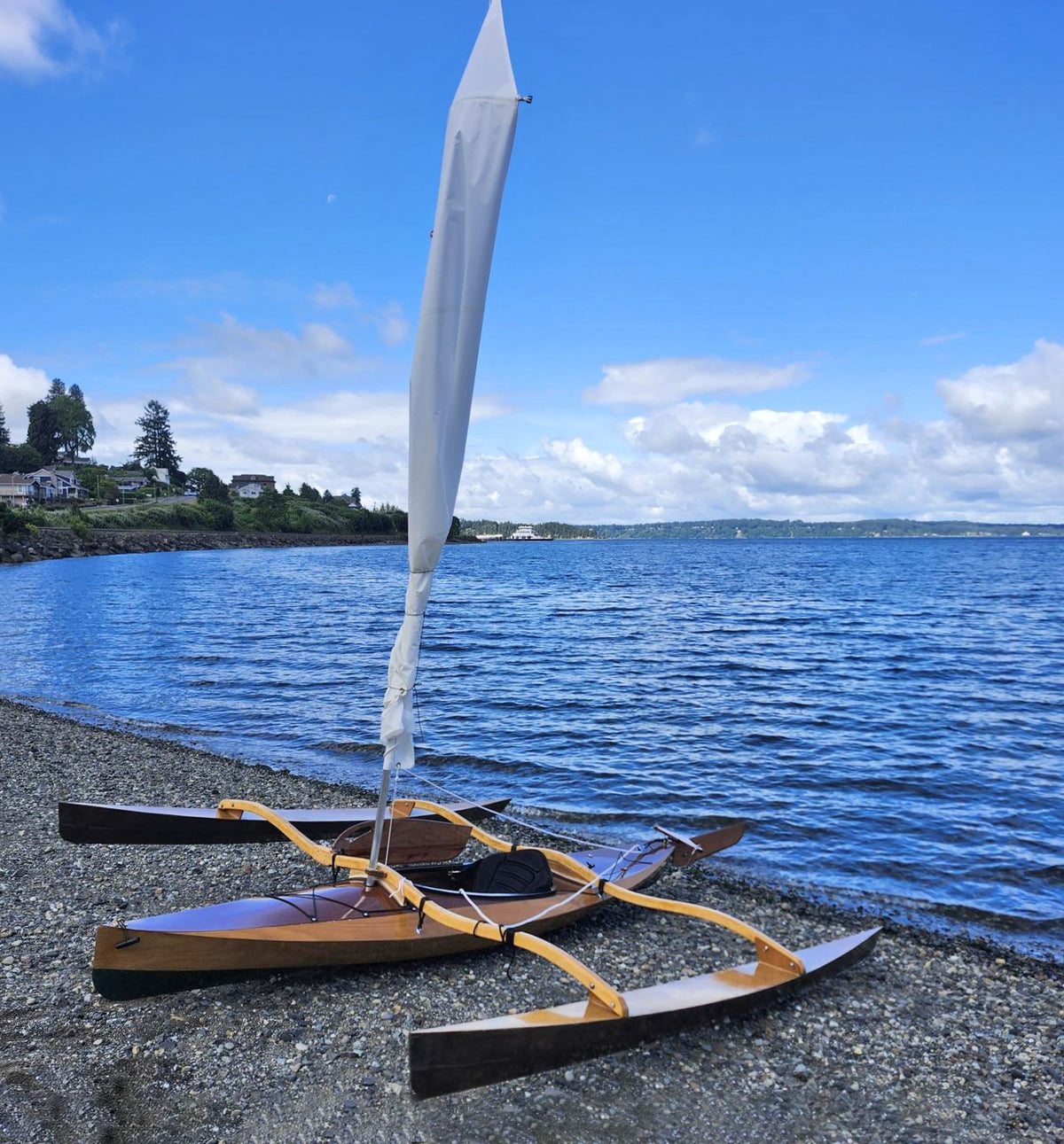 CLC Sailrig with a Wood Duck 12 kayak by Mike Z, Puyallup, WA.