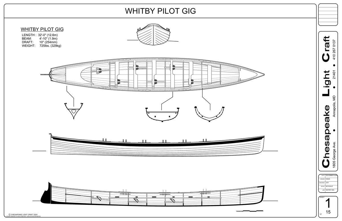 Whitby Pilot Gig plans drawing