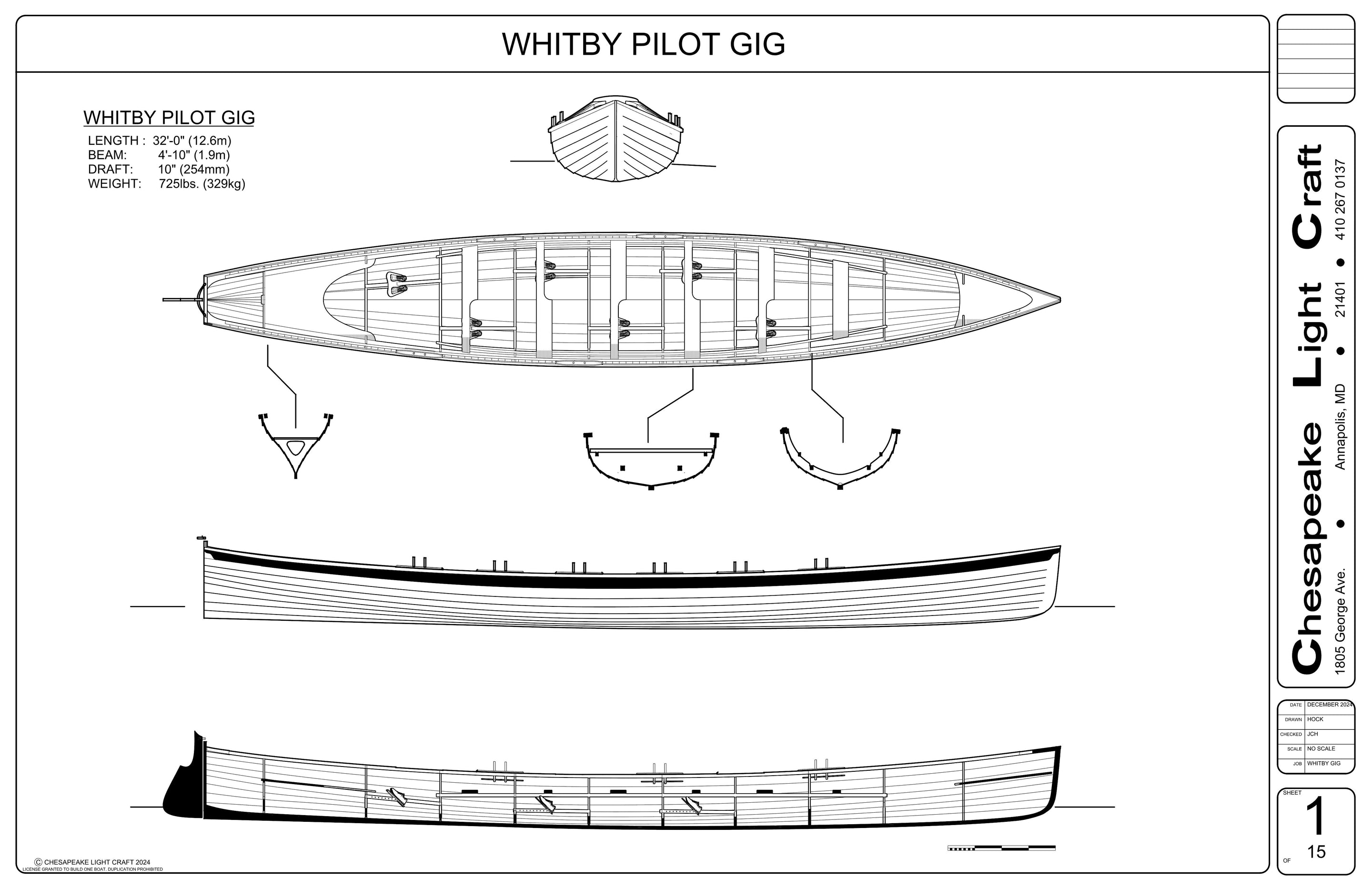 Whitby Pilot Gig plans drawing