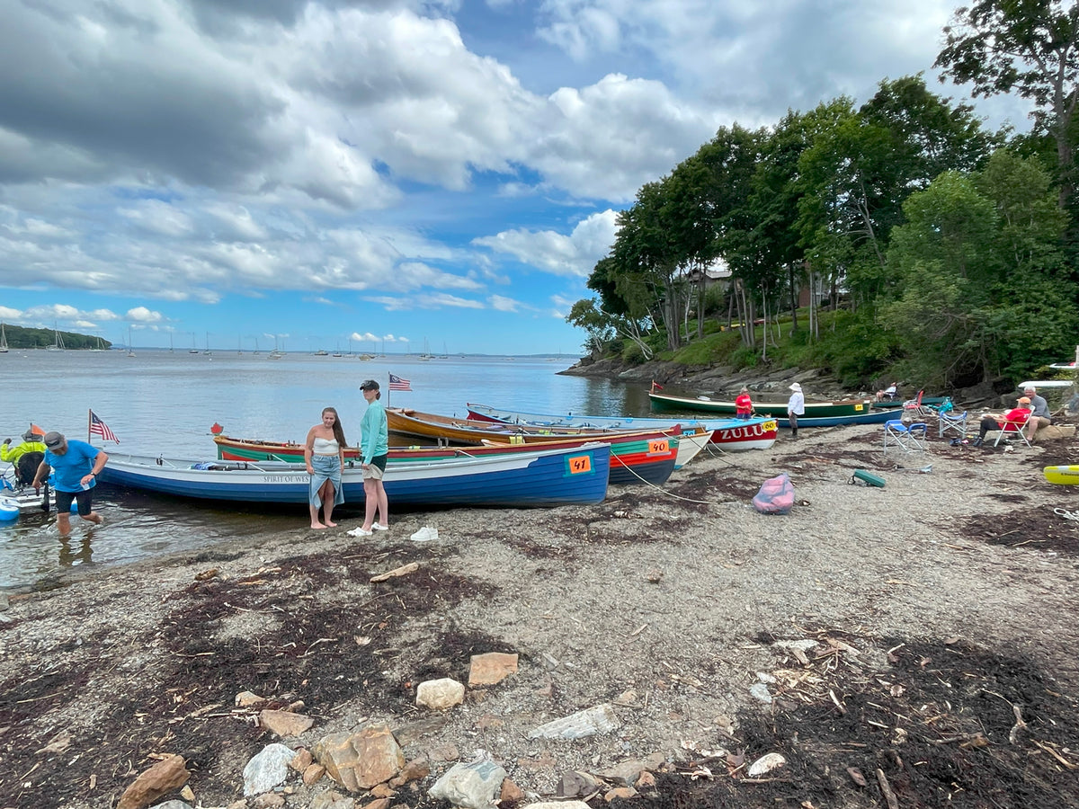 Whitby Pilot Gig beached for Maine regatta