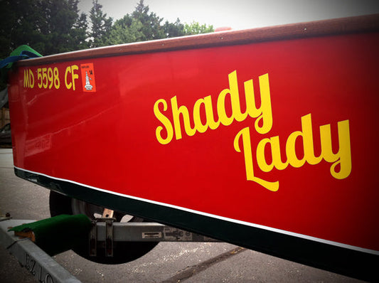 Custom Vinyl Boat Lettering - Yellow