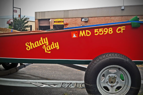 Custom Vinyl Boat Lettering - Yellow