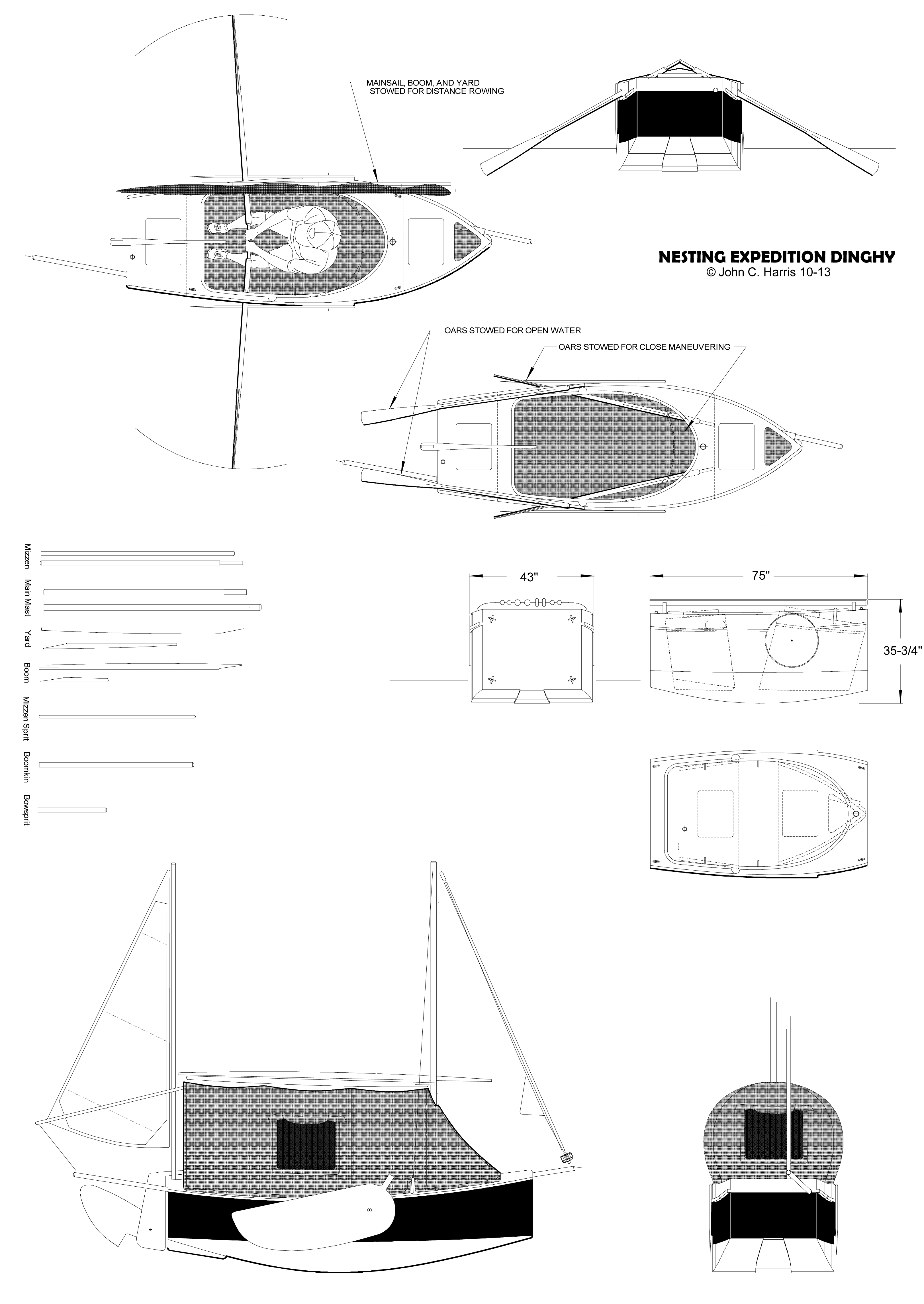 Nesting Expedition Dinghy:  Beach Cruiser for Amateur Boatbuilders by John C. Harris and Chesapeake Light Craft