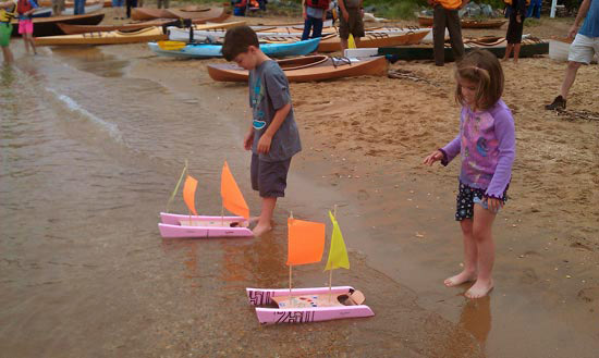 Launching Kids Boats at OkoumeFest